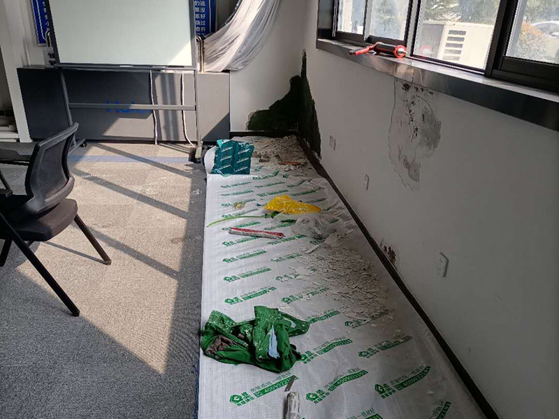 墻面局部修補(bǔ)施工:先將墻體破損凸出的地方鏟掉；取出從網(wǎng)上商城買的補(bǔ)墻膏補(bǔ)墻漆套裝；打開補(bǔ)墻膏，先攪拌均勻后，用小鏟抹少量補(bǔ)墻膏，填進(jìn)坑洼起皮的部位，干燥24小時(shí)；隔天干后對(duì)墻體用砂紙打磨平整，用抹布把表面粉層擦拭掉；用補(bǔ)墻漆兌10%左右的水稀釋，攪拌均勻后用刷子涂在墻體上，進(jìn)行2~3涂刷。