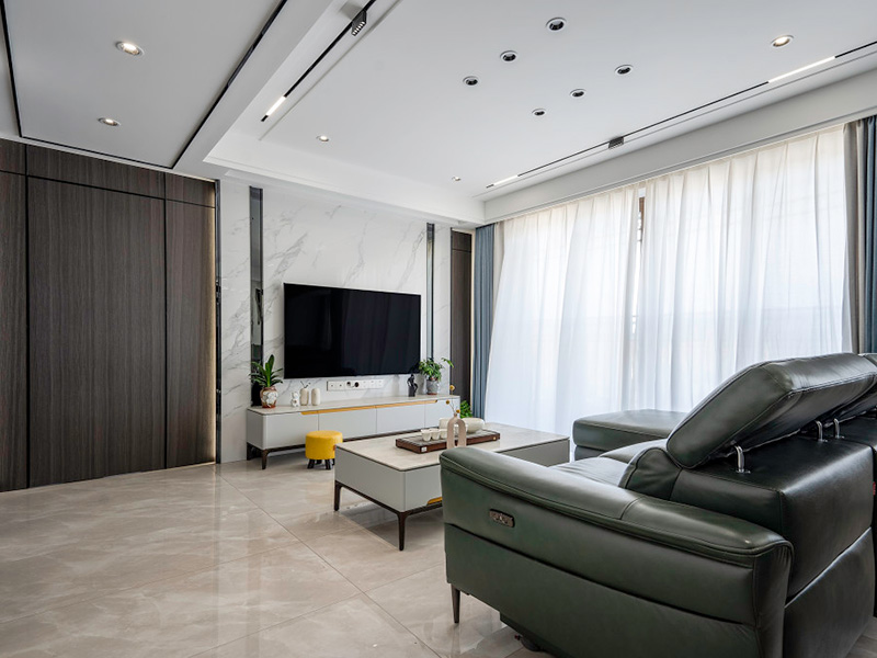 荊門市東寶區(qū)137平簡約風格裝修設計-電視背景墻